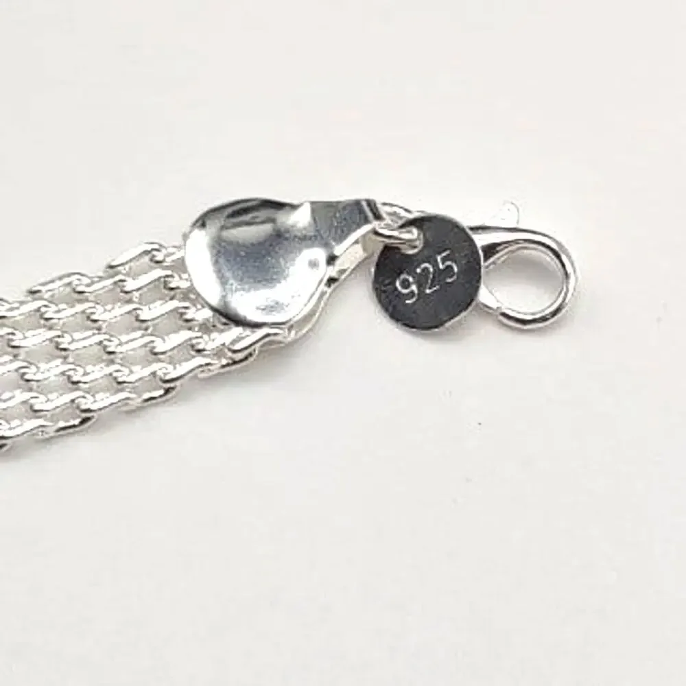 925 Silver Plated Bracelet Chainmail Weave Valentine's Birthday Gift New!!